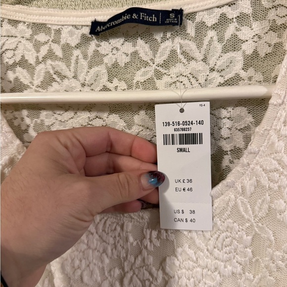 Abercrombie & Fitch NEW S Lace Sheer Long Sleeve Blouse Top Shirt Soft Girl Cute - Picture 3 of 7